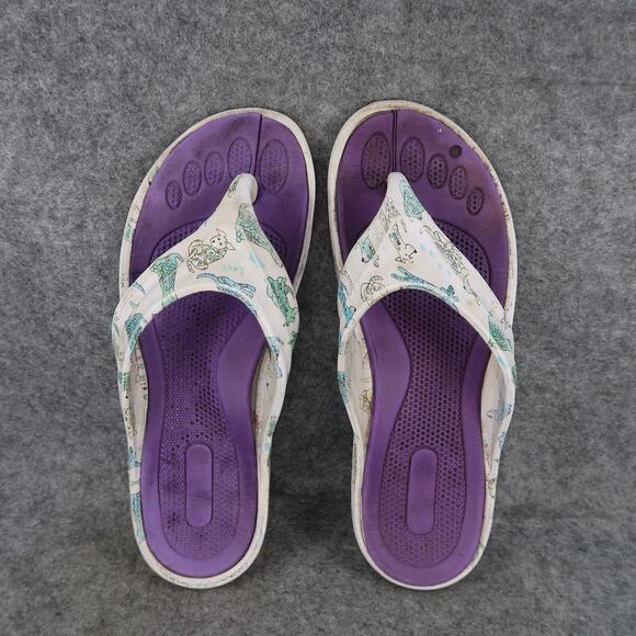 Casual Shoes Womens 40 Sandals Flip Flops Slip On Flat Dog Print Comfort Active - Picture 5 of 10